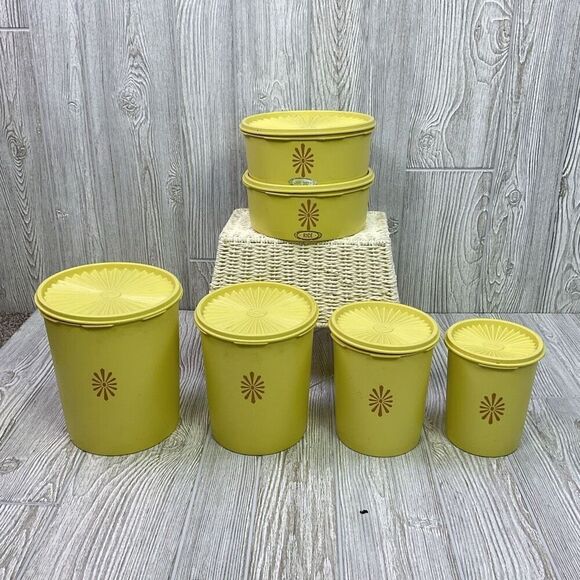 1970s Tupperware Servalier Nesting Canisters Snap on Lids Set of 6 Storage Conta - Picture 2 of 9
